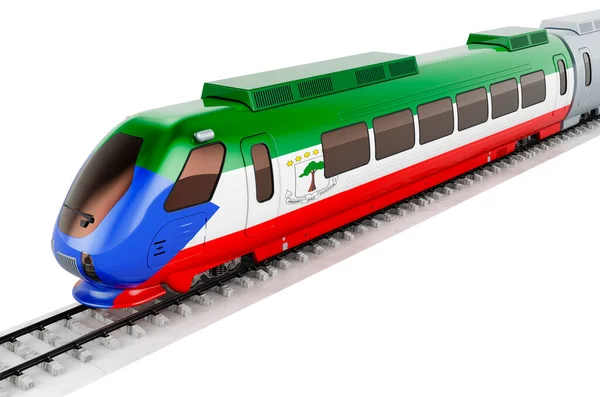 Equatoguinean Guinea Flag Painted High Speed Train Rail Travel Equatorial — Stock Photo, Image