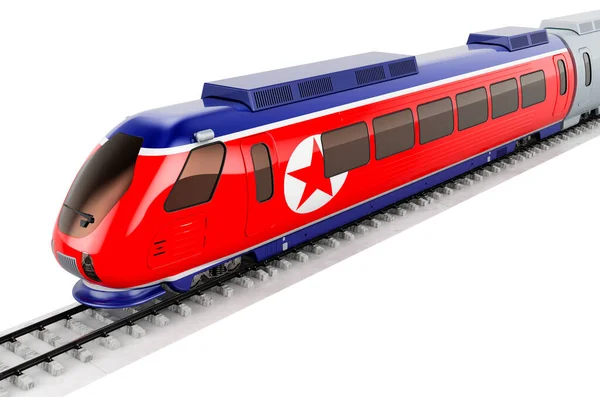 North Korean Flag Painted High Speed Train Rail Travel North — Stock Photo, Image