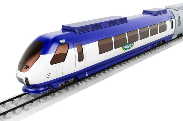 Salvadoran Flag Painted High Speed Train Rail Travel Salvador Concept — Stock Photo, Image