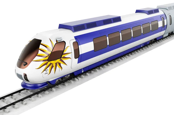 Uruguayan Flag Painted High Speed Train Rail Travel Uruguay Concept — Stock Photo, Image