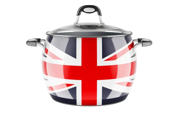 Brittiska Nationella Köket Koncept Brittisk Flagga Målad Rostfri Kruka Rendering — Stockfoto