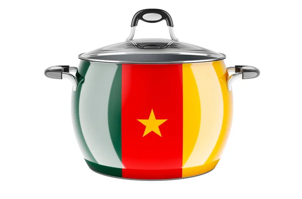Cameroonian National Cuisine Concept Cameroonian Flag Painted Stainless Steel Stock — Foto de Stock