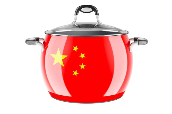 Chinese National Cuisine Concept Chinese Flag Painted Stainless Steel Stock — Foto de Stock