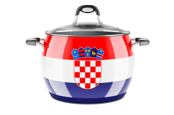 Concepto Cocina Nacional Croata Bandera Croata Pintada Olla Acero Inoxidable —  Fotos de Stock