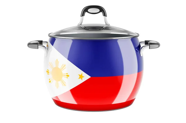 Concepto Cocina Nacional Filipina Bandera Filipina Pintada Olla Acero Inoxidable —  Fotos de Stock