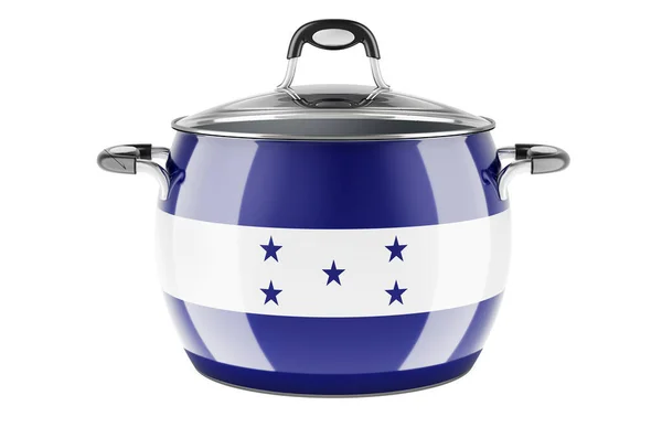 Honduraská Národní Kuchyně Honduraská Vlajka Namalovaná Zásobníku Nerezové Oceli Vykreslování — Stock fotografie