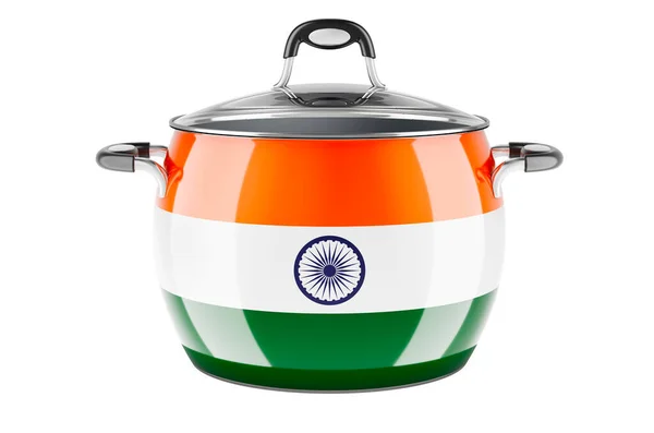 Indian National Cuisine Concept Indian Flag Painted Stainless Steel Stock — Stock Fotó