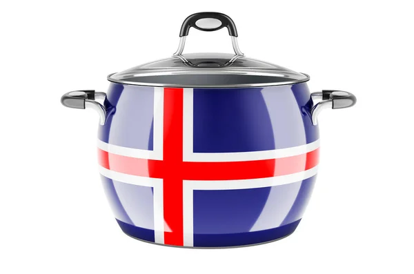 Koncept För Det Isländska Nationella Köket Isländsk Flagga Målad Rostfri — Stockfoto