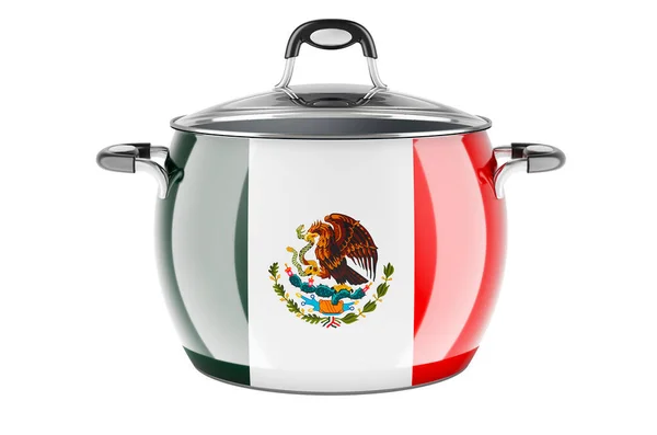 Μεξικάνικη Εθνική Κουζίνα Έννοια Μεξικανική Σημαία Ζωγραφισμένη Στην Κατσαρόλα Από — Φωτογραφία Αρχείου