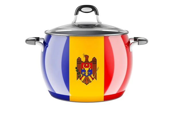 Moldaviska Nationella Köket Koncept Moldaviska Flaggan Målad Rostfritt Stål Lagerkruka — Stockfoto