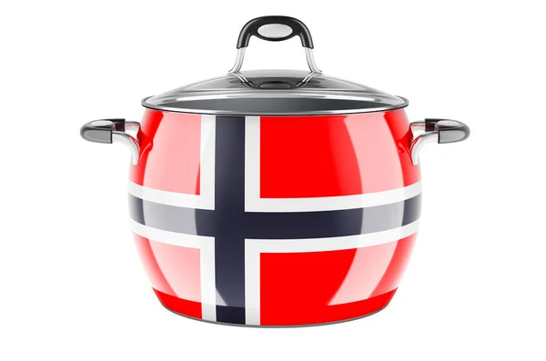 Norwegian National Cuisine Concept Norwegian Flag Painted Stainless Steel Stock — ストック写真
