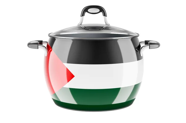 Palestinian National Cuisine Concept Palestinian Flag Painted Stainless Steel Stock —  Fotos de Stock