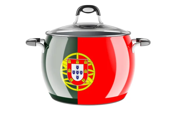 Portuguese National Cuisine Concept Portuguese Flag Painted Stainless Steel Stock — Stock Photo, Image