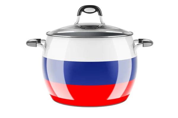 Russian National Cuisine Concept Russian Flag Painted Stainless Steel Stock — Zdjęcie stockowe