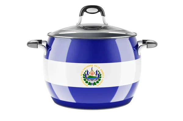 Σαλβαδοριανή Εθνική Κουζίνα Έννοια Σαλβαδοριανή Σημαία Ζωγραφισμένη Στην Κατσαρόλα Από — Φωτογραφία Αρχείου