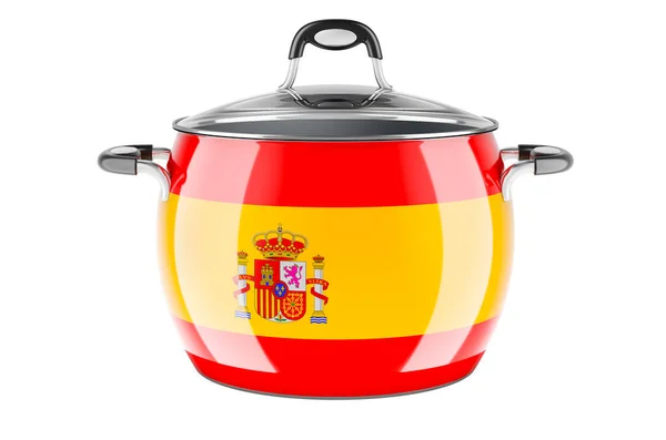 Spanish National Cuisine Concept Spanish Flag Painted Stainless Steel Stock — Foto Stock