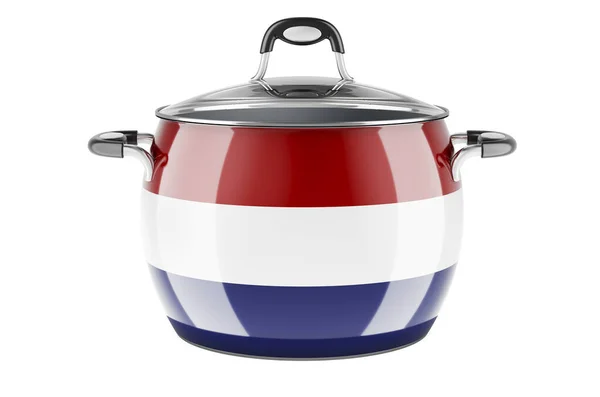 Ολλανδική Εθνική Κουζίνα Έννοια Σημαία Της Ολλανδίας Ζωγραφισμένη Στην Κατσαρόλα — Φωτογραφία Αρχείου