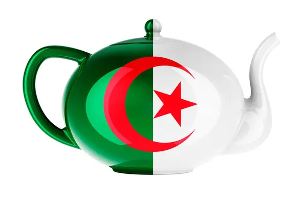 Teapot Algerian Flag Rendering Isolated White Background — ストック写真