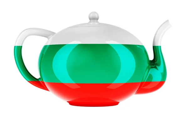 带有保加利亚国旗的茶壶 3D渲染 白色背景隔离 — 图库照片
