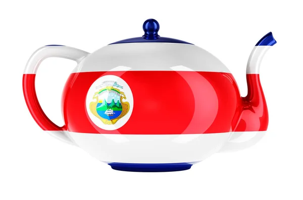 Teapot Costa Rican Flag Rendering Isolated White Background — ストック写真
