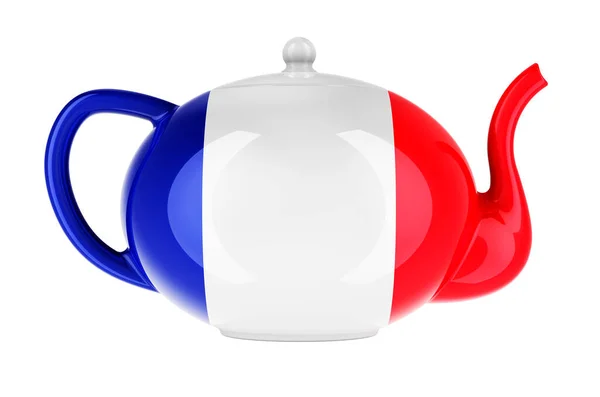 Teapot French Flag Rendering Isolated White Background — Stockfoto