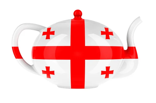 Czajnik Gruzińską Flagą Renderowanie Izolowane Białym Tle — Zdjęcie stockowe