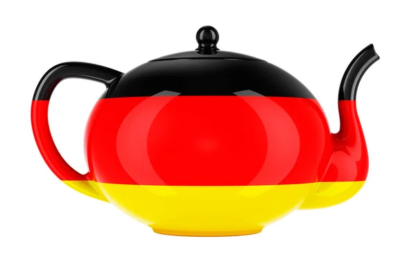 Teekanne Mit Deutschlandfahne Darstellung Isoliert Auf Weißem Hintergrund — Stockfoto