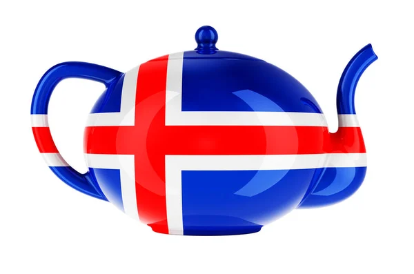 Τσαγιέρα Ισλανδική Σημαία Απόδοση Απομονωμένη Λευκό Φόντο — Φωτογραφία Αρχείου
