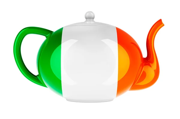 Чайник Ірландським Прапором Рендеринг Ізольований Білому Тлі — стокове фото