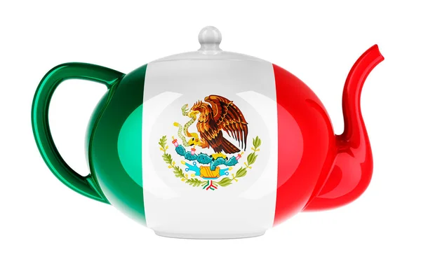 Teapot Mexican Flag Rendering Isolated White Background — Zdjęcie stockowe