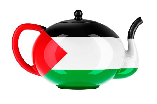 Teapot Palestinian Flag Rendering Isolated White Background —  Fotos de Stock