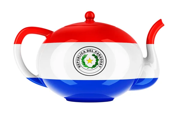 Teapot Paraguayan Flag Rendering Isolated White Background — Fotografia de Stock