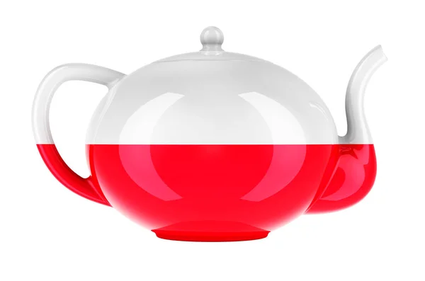 Чайник Польским Флагом Рендеринг Изолирован Белом Фоне — стоковое фото