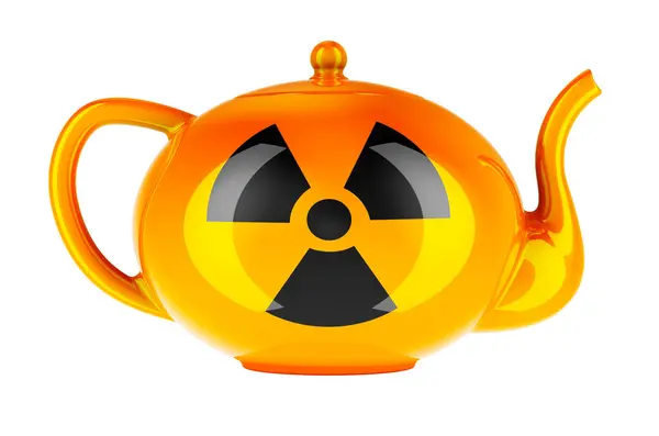 Teapot Radiation Symbol Rendering Isolated White Background — Stockfoto