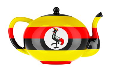 Ugandalı çaydanlık, beyaz arkaplanda 3 boyutlu görüntüleme