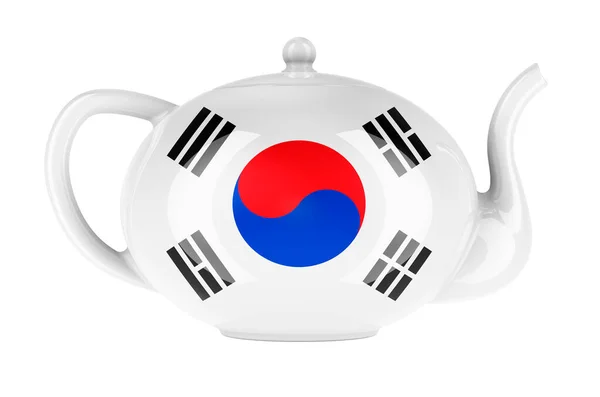 Teapot South Korean Flag Rendering Isolated White Background — Stok fotoğraf