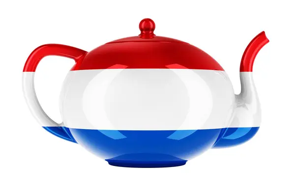 Teapot Netherlands Flag Rendering Isolated White Background — Fotografia de Stock