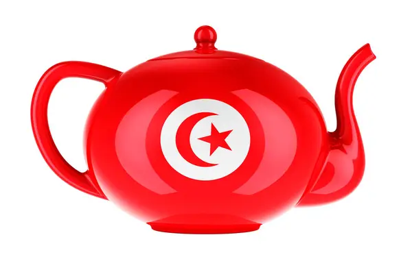 Чайник Туніським Прапором Рендеринг Ізольований Білому Тлі — стокове фото