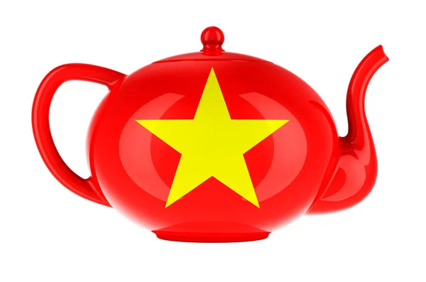 Teapot Vietnamese Flag Rendering Isolated White Background — Foto de Stock