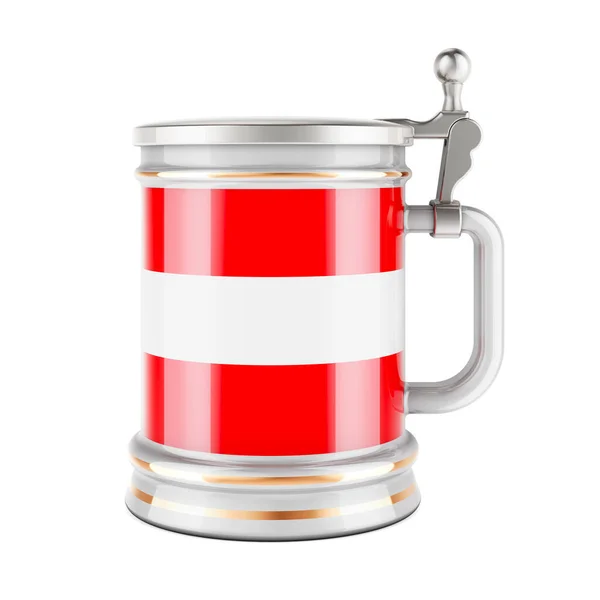 Beer Mug Австрійським Прапором Рендеринг Ізольований Білому Тлі — стокове фото