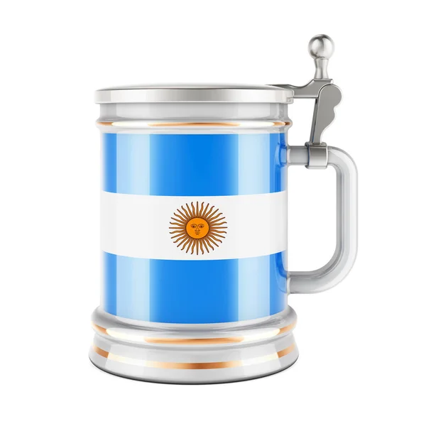 Пивная Кружка Флагом Аргентины Рендеринг Изолирован Белом Фоне — стоковое фото