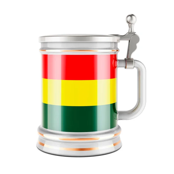 Beer Mug Болівійським Прапором Рендеринг Ізольований Білому Тлі — стокове фото