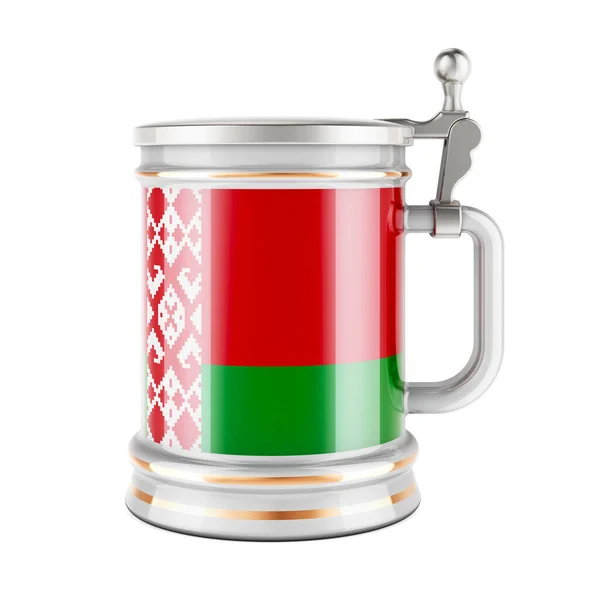 Пиво Білоруським Прапором Зображення Ізольоване Білому Тлі — стокове фото