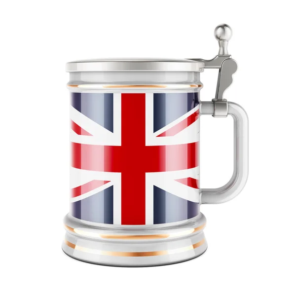 Beer Mug British Flag Rendering Isolated White Background — Stockfoto