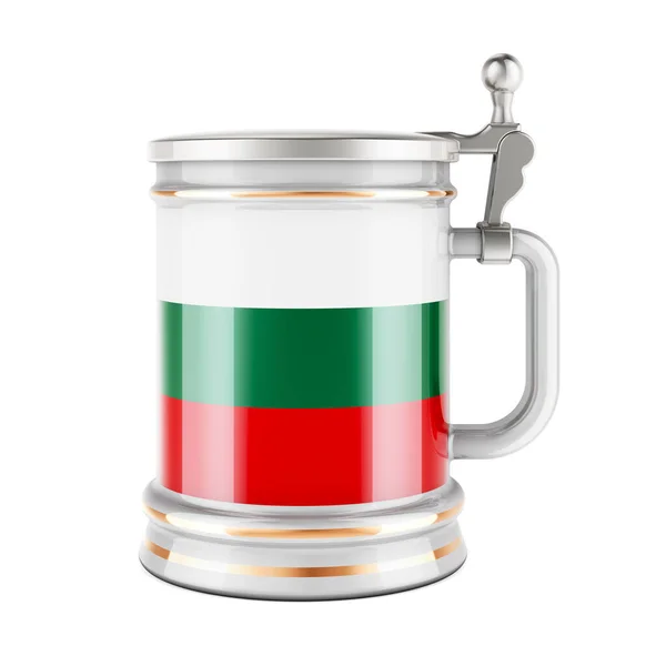 Beer Mug Bulgarian Flag Rendering Isolated White Background — 图库照片