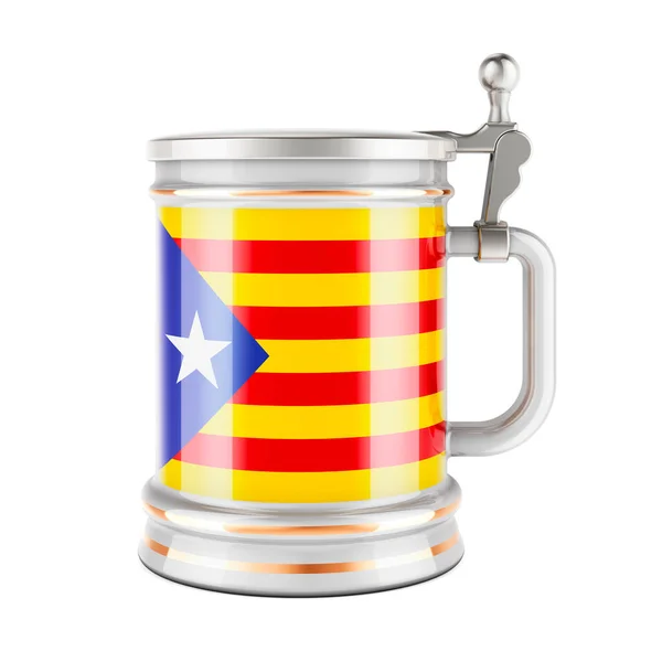 Beer Mug Catalan Flag Rendering Isolated White Background — Foto de Stock