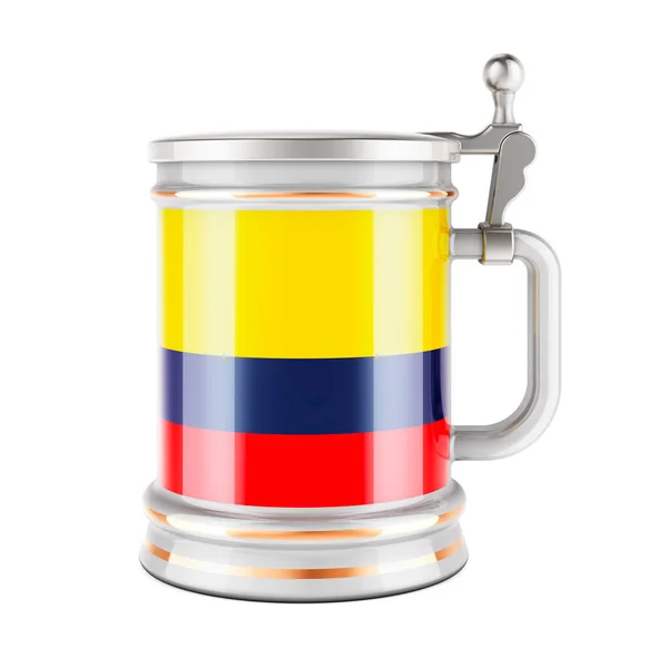 Beer Mug Colombian Flag Rendering Isolated White Background — Foto de Stock