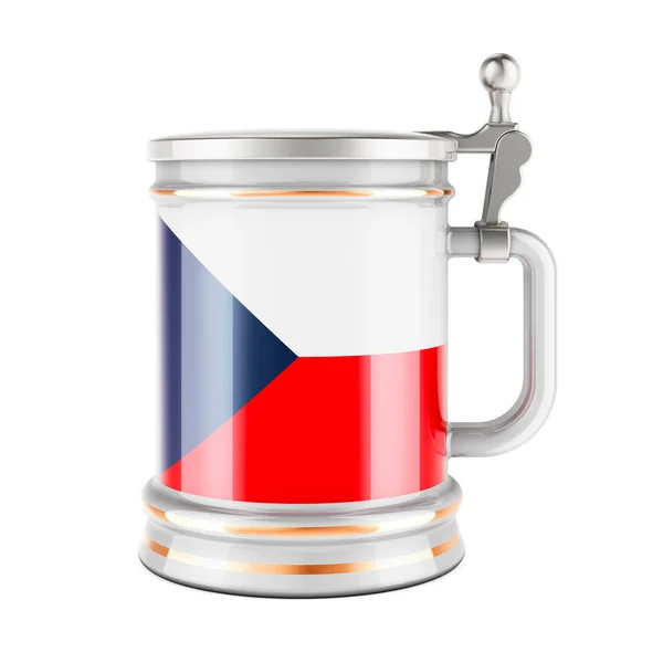 Beer Mug Czech Flag Rendering Isolated White Background — ストック写真