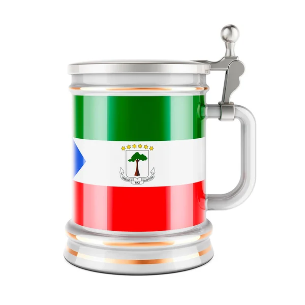 Beer Mug Equatoguinean Guinea Flag Рендеринг Ізольований Білому Тлі — стокове фото