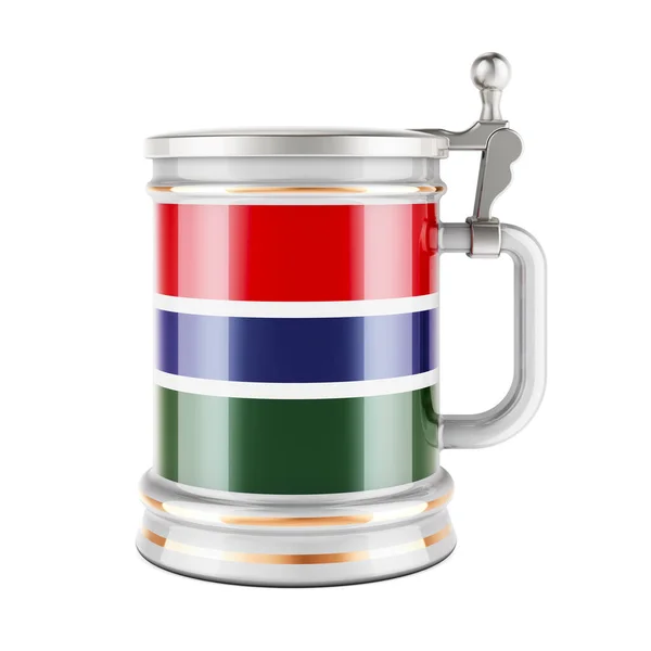 Beer Mug Gambia Flag Рендеринг Ізольований Білому Тлі — стокове фото